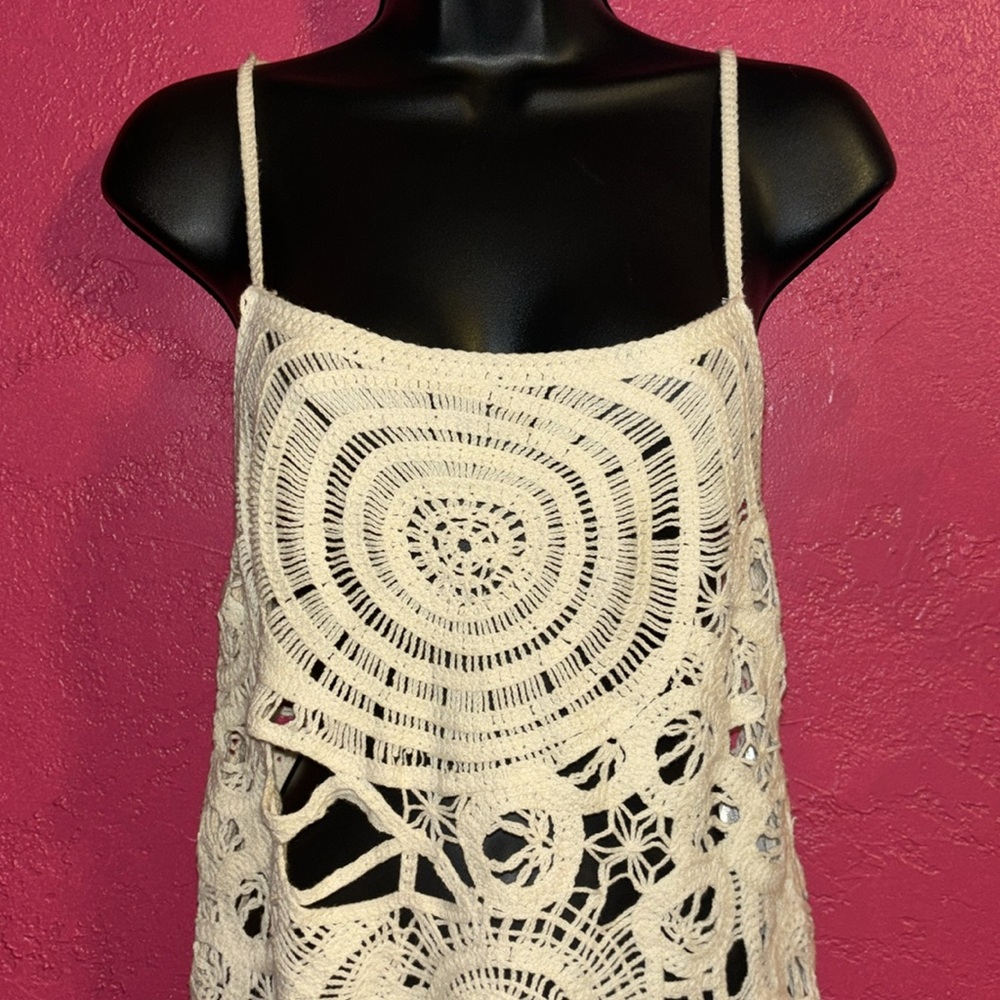 NWOT Zara crochet cream colored tank top grannycore boho cottagecore size M